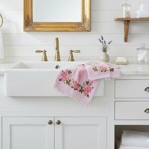 Vintage 80s 2 Piece Pink Terry Wabasso Towel Set